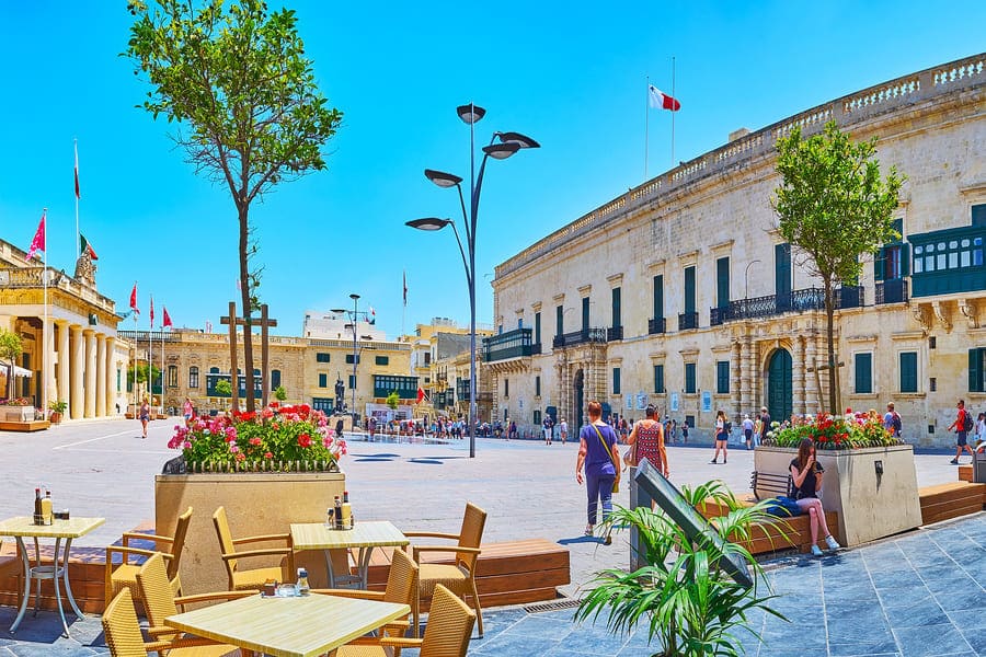 Family visa in Malta: St George's Square in Valletta