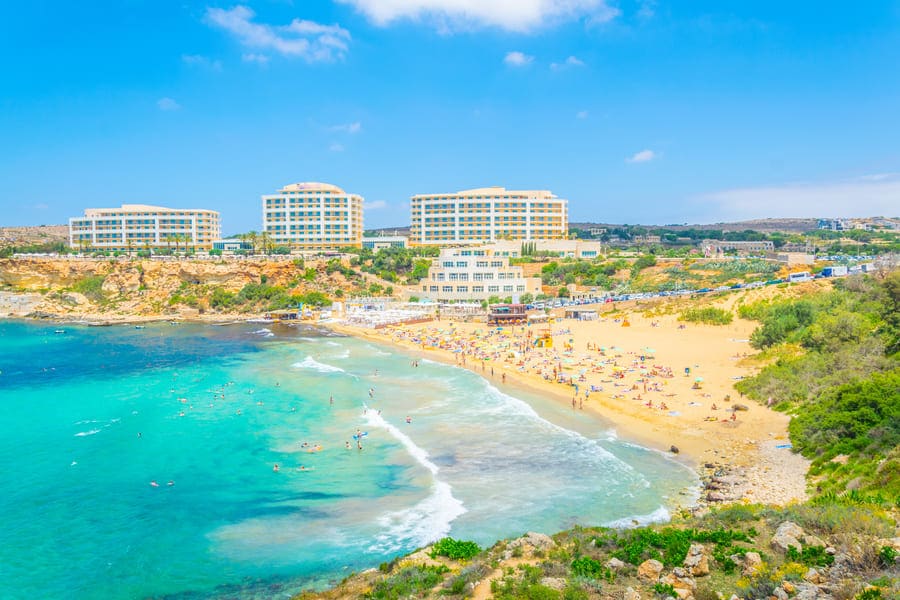 Malta permanent residence for an American | Golden Bay beach