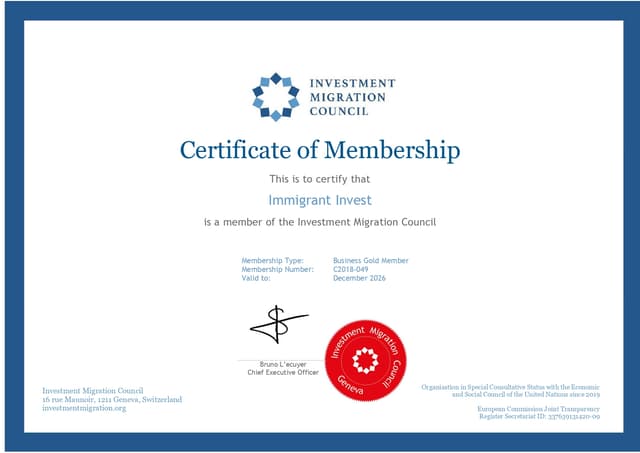 Certificate of Membership